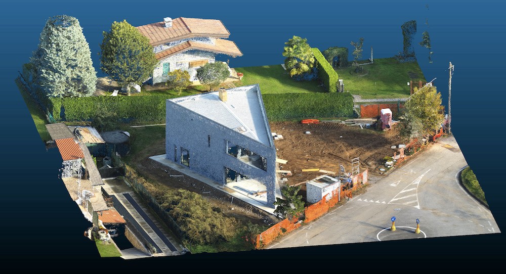 Nuvola di Punti dell'avanzamento lavori dello straordinario progetto di GPProject e Pablok: la villa nZEB “The Slice”