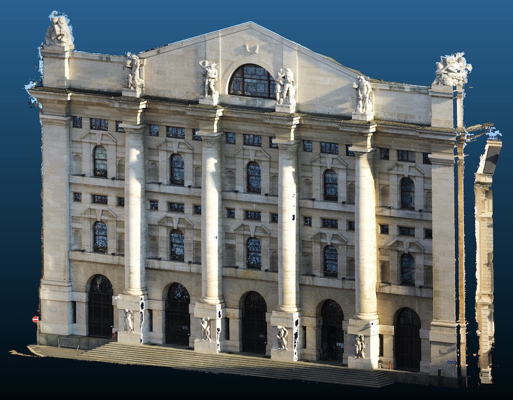 Rilievo Architettonico con Drone della Facciata di Palazzo Mezzanotte (Borsa di Milano)