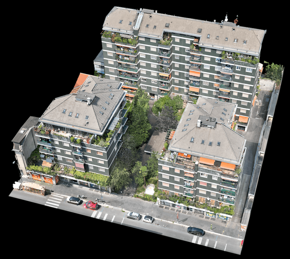 Rilievo e Modellazione BIM di un Condominio a Milano, con Drone e Laser Scanner