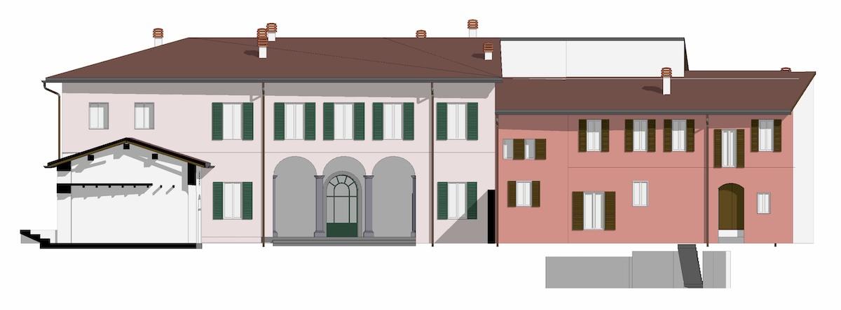 Modello BIM da rilievo architettonico con drone e laser scanner — villa storica nobiliare (Erba, Como)