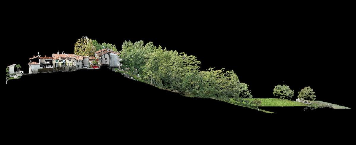 Nuvola di punti da rilievo architettonico con drone e laser scanner — villa storica nobiliare (Erba, Como)