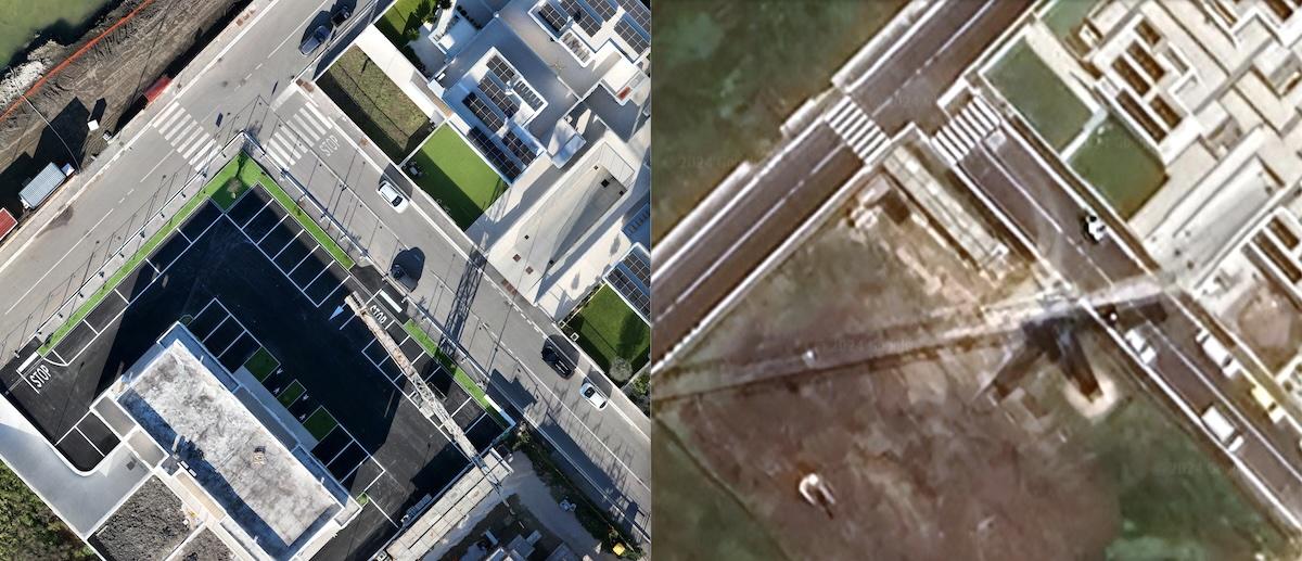 Rilievo topografico con drone di un centro abitato: mappa e ortomosaico georeferenziato
